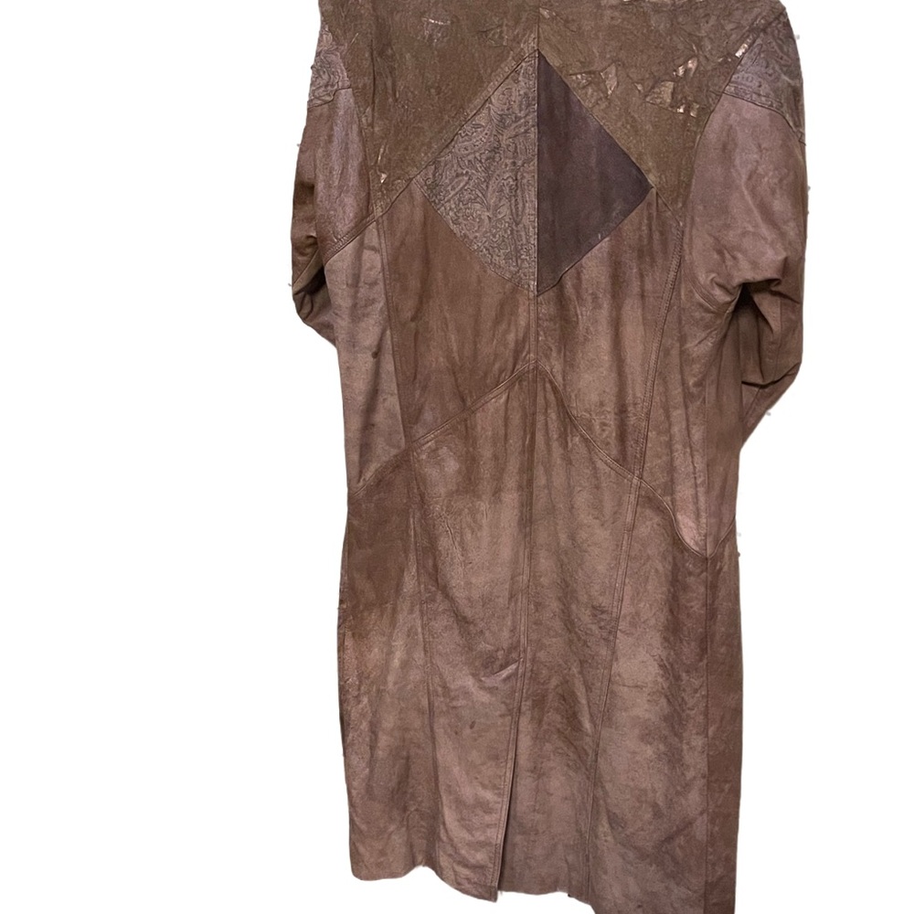 Vintage Full Length Leather Jacket (Patchwork Des… - image 2